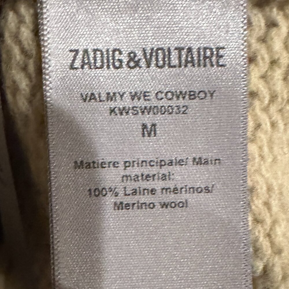 NWOT ZADIG & VOLTAIRE "I SHOULD HAVE BEEN A COWBOY" BEIGE WOOL SWEATER MEDIUM - Picture 8 of 8